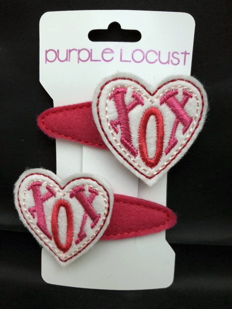 White and Red Valentine felt hair clips, XOX, lovely gift for children or adults - Image 2