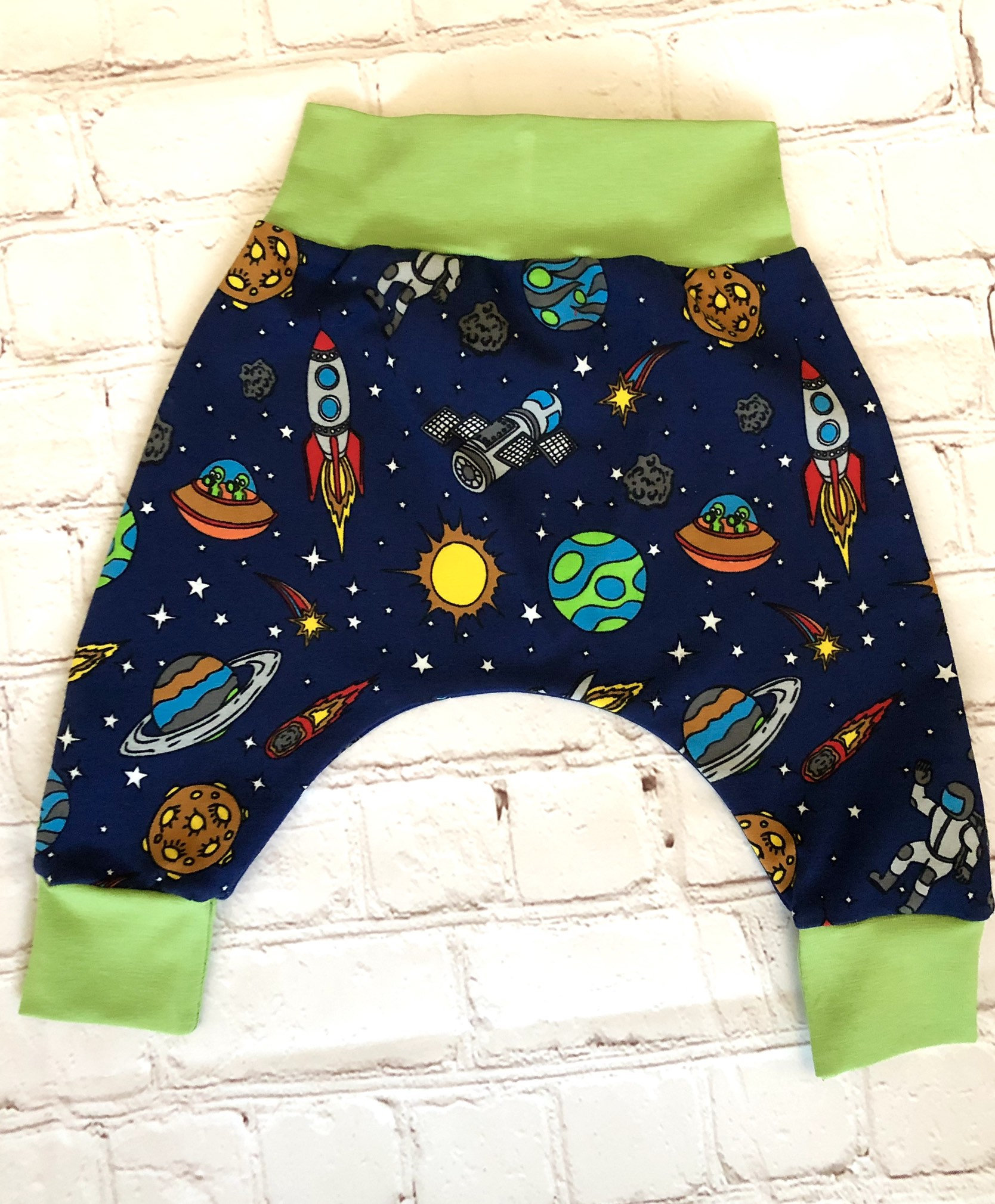 Baby Harem Trousers, Age 0-3 Months, Space Fabric - Image 3