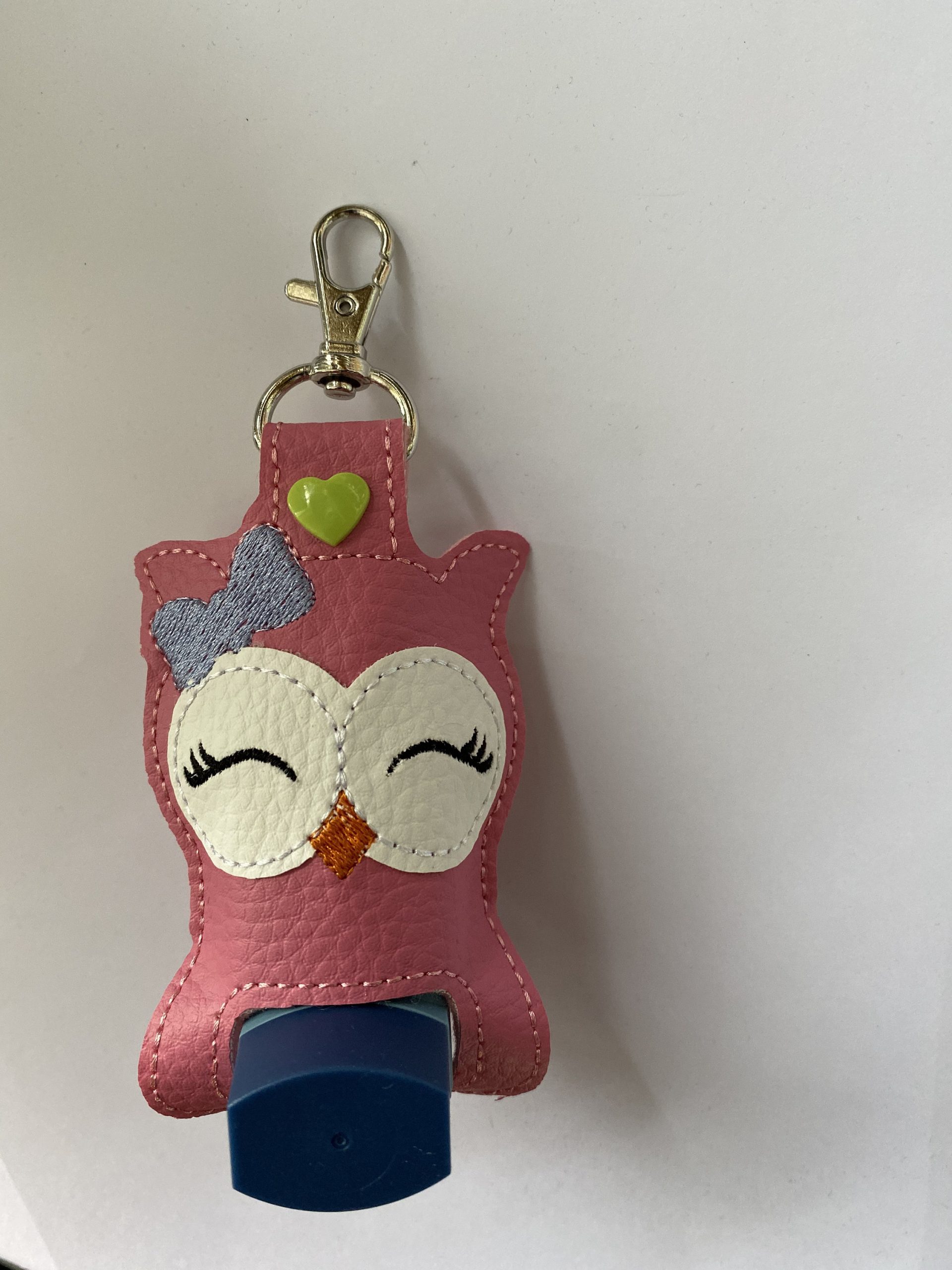 Owl inhaler case for an asthma pump, WIth Bag Clip, inhaler holder, pump case, ideal gift, salbutamol case, how now Brown Owl?