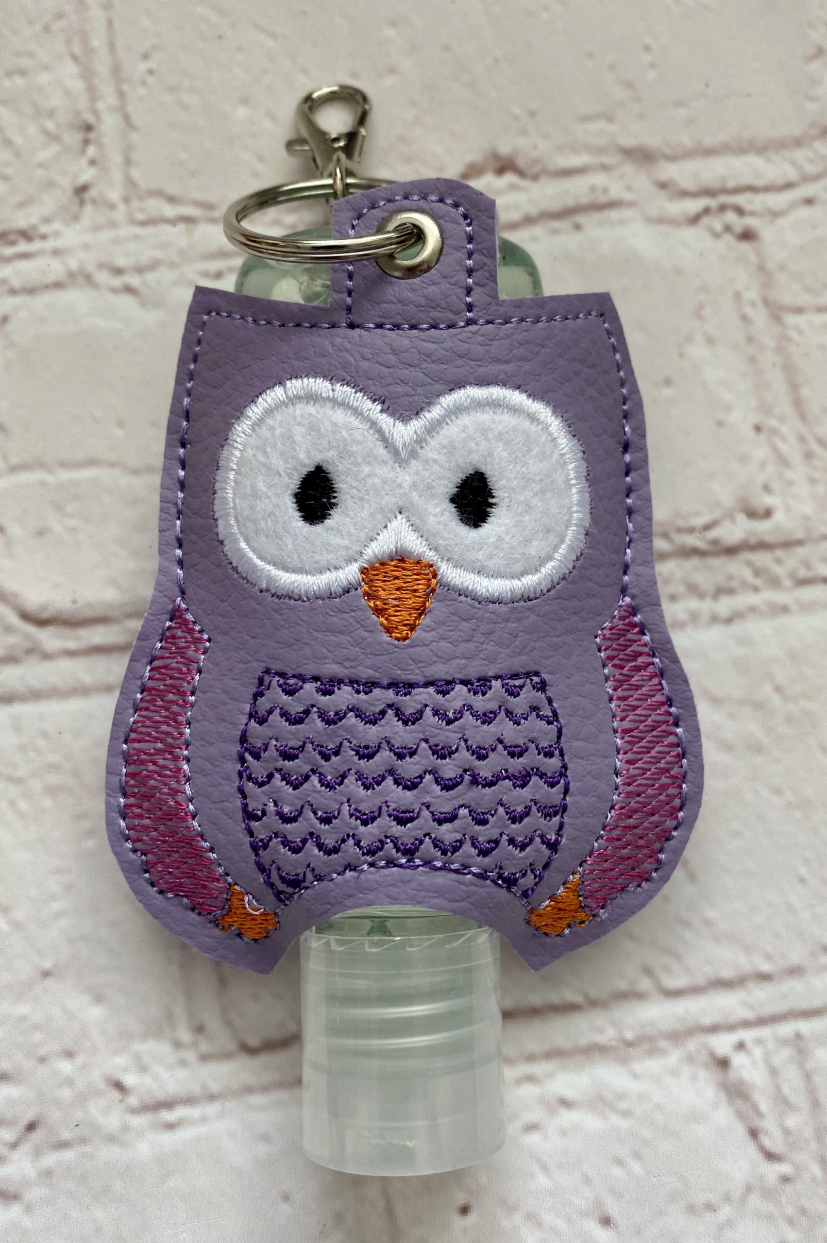 Purple Owl hand sanitiser holder, Alcohol gel cover, hand gel case, gift for teachers, Stocking Filler, Christmas Gift, Vegan, Owl Gift - Image 3