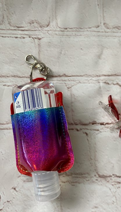 Sparkly Rainbow hand sanitiser case, Stay Safe, Alcohol gel cover, quirky gift, Thank you gift, mum gifts, alcohol gel holder, Best Friend Gift - Image 4