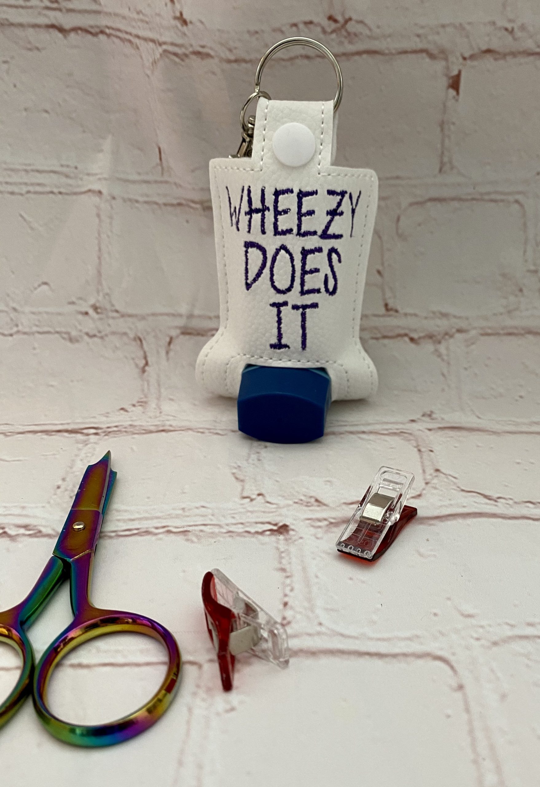 White Inhaler Case, pump case, inhaler cover, pump cover, Wheezy Does It Pump Cover, inhaler holder, inhaler pump cover, gift idea - Image 6