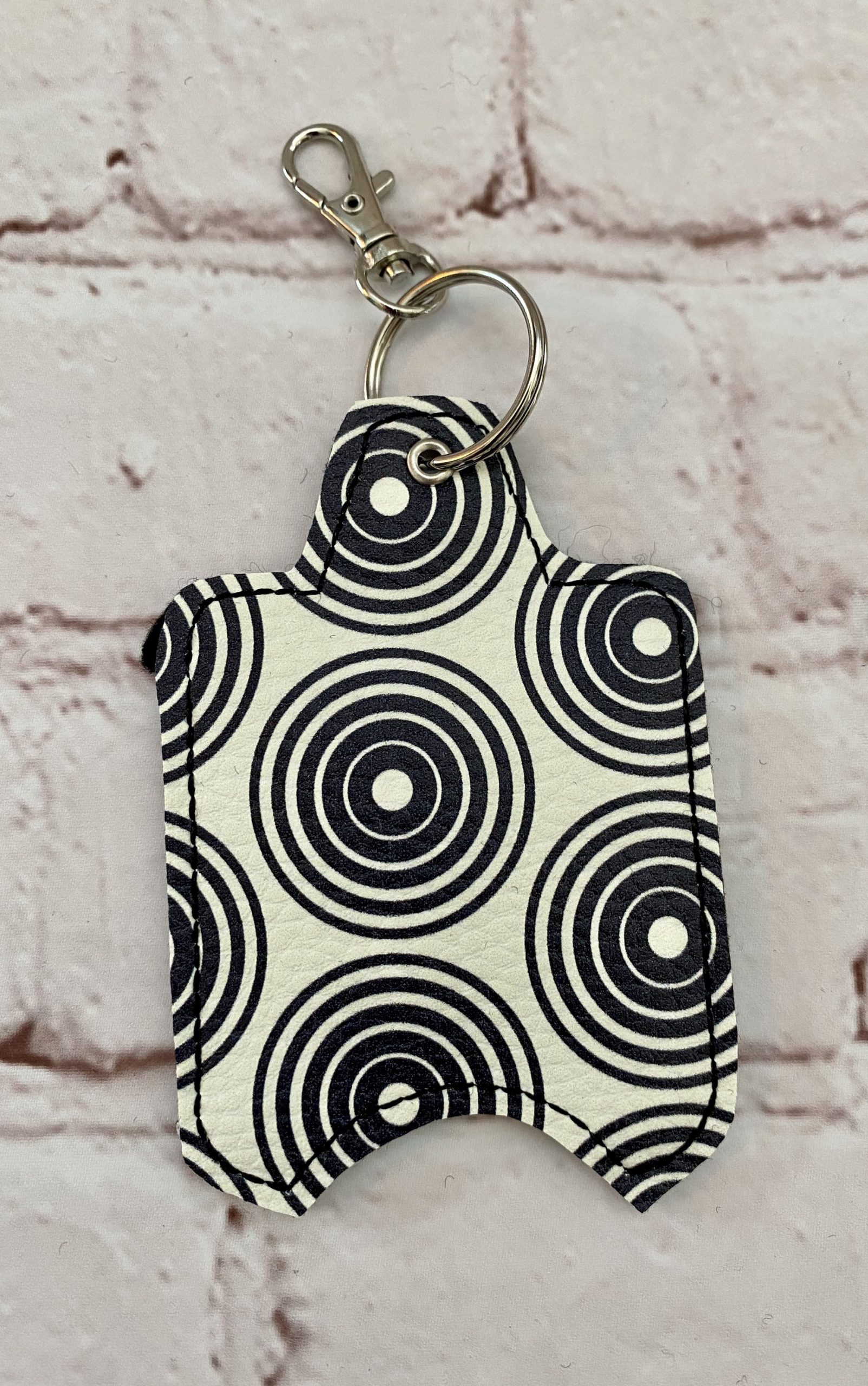 Cream and Black Circles Hand sanitiser holder, Alcohol gel cover, Back to Work Gift, Stocking filler, Stay Safe, hand sanitiser case, Hand Gel Case, Christmas gift - Image 3