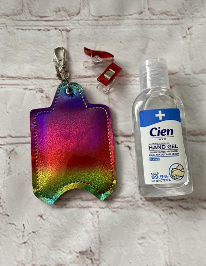 Sparkly Rainbow hand sanitiser case, Stay Safe, Alcohol gel cover, quirky gift, Thank you gift, mum gifts, alcohol gel holder, Best Friend Gift - Image 3