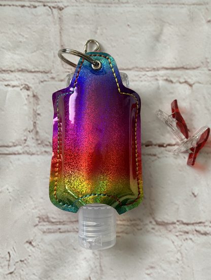 Sparkly Rainbow hand sanitiser case, Stay Safe, Alcohol gel cover, quirky gift, Thank you gift, mum gifts, alcohol gel holder, Best Friend Gift - Image 2