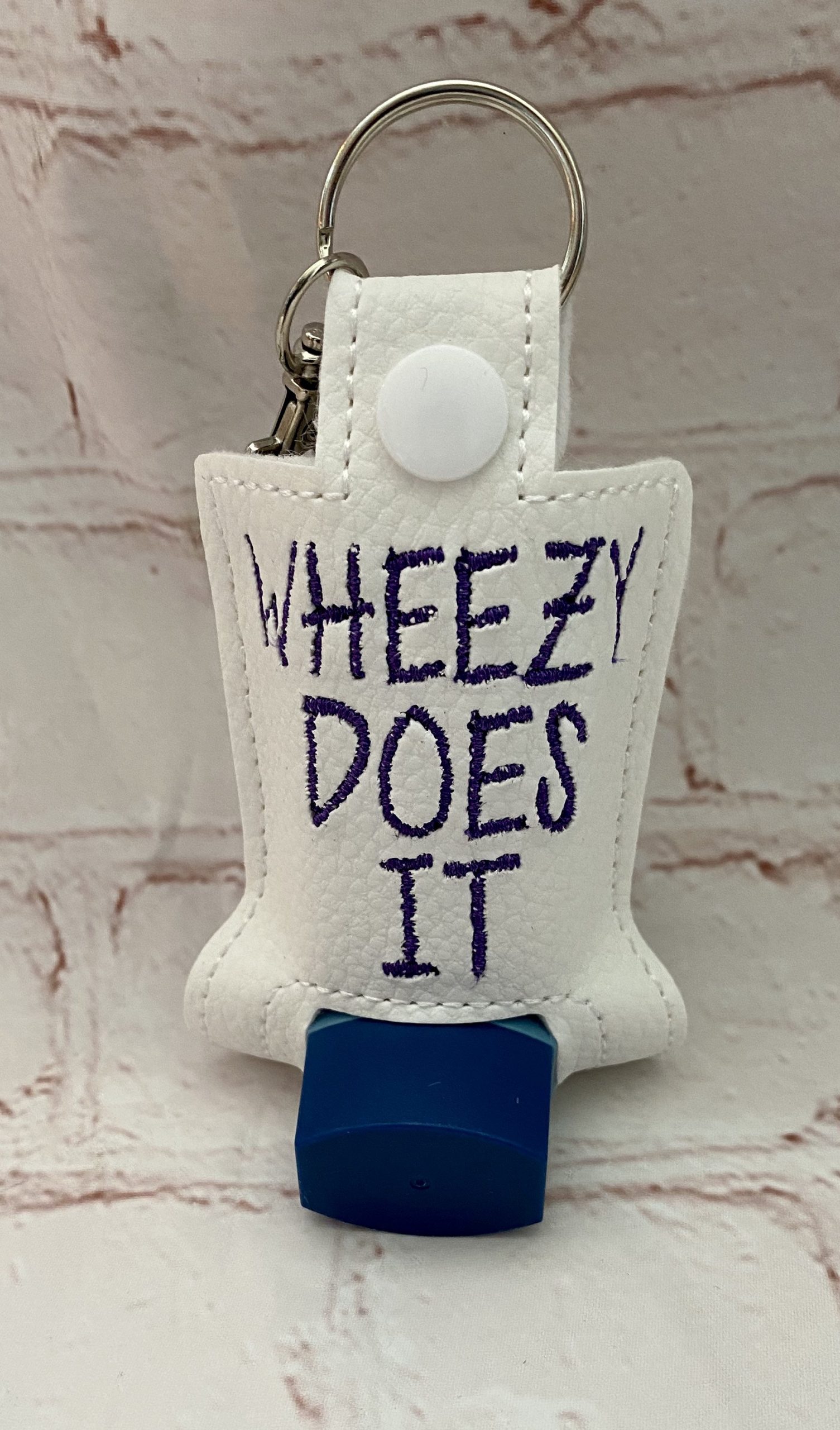 White Inhaler Case, pump case, inhaler cover, pump cover, Wheezy Does It Pump Cover, inhaler holder, inhaler pump cover, gift idea - Image 2