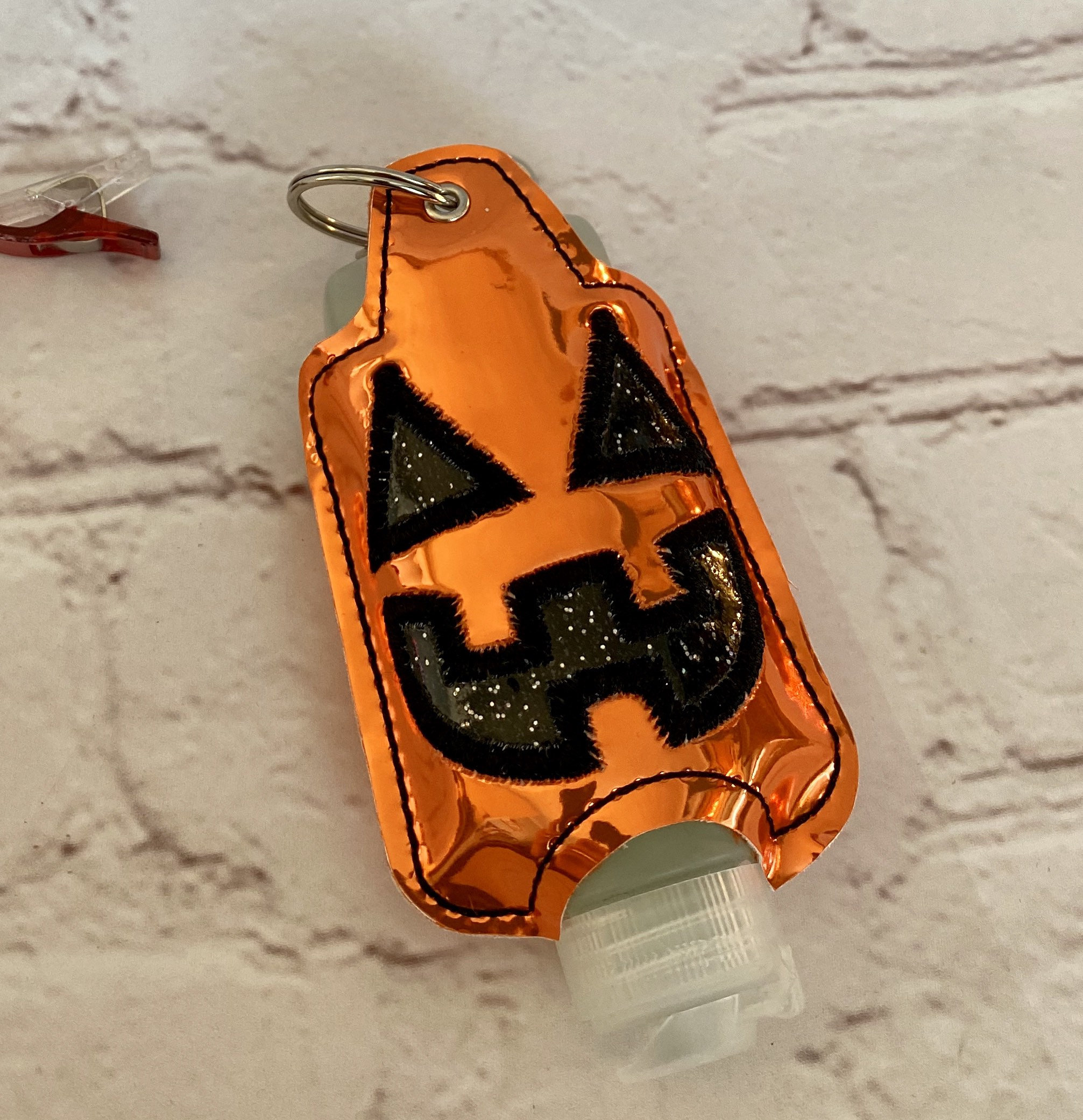 Halloween Hand sanitiser holder, male gift, Alcohol gel cover, quirky gift, Jack o Lantern, Pumpkin, alcohol gel holder, sanitiser case - Image 2