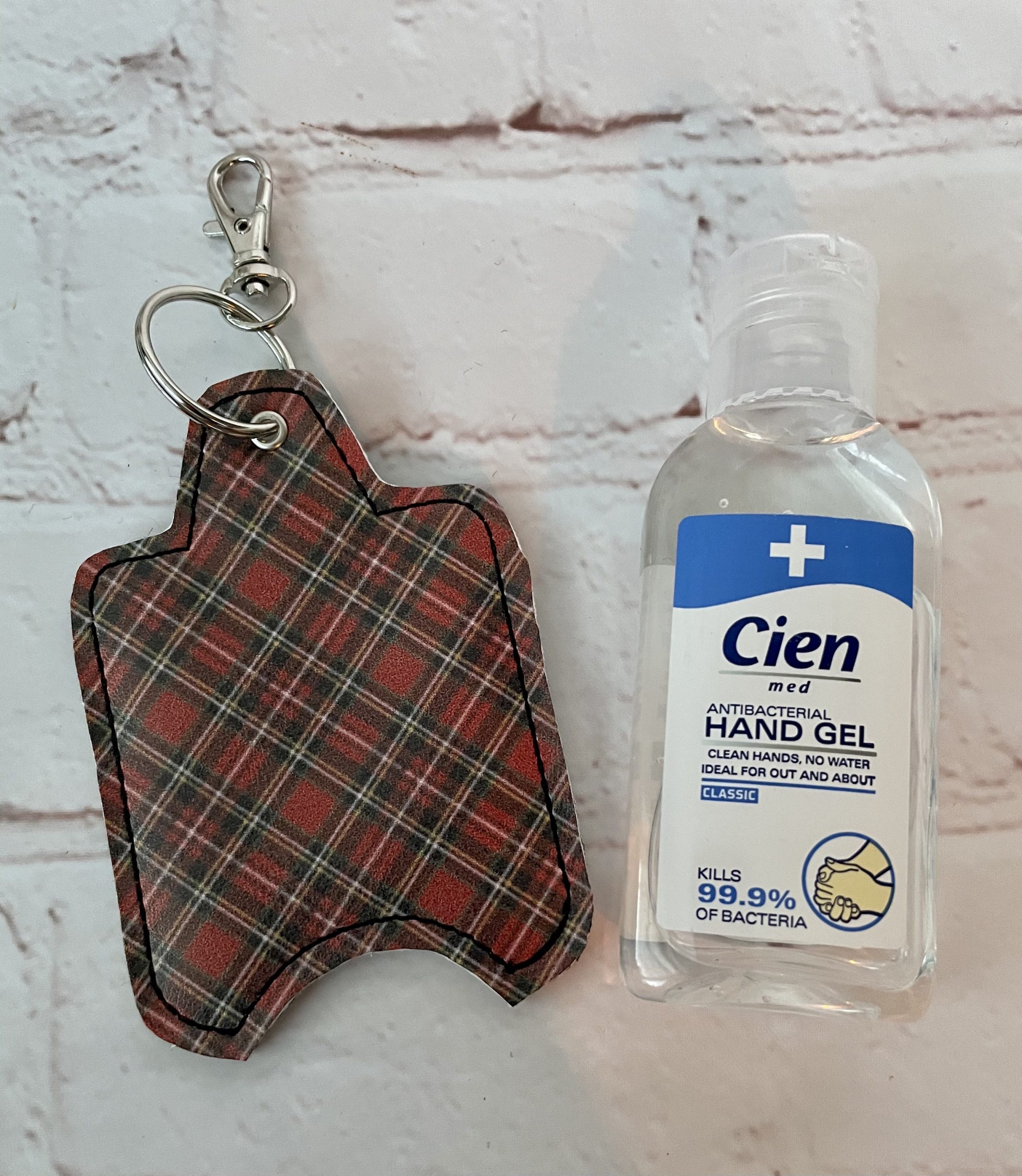 Tartan hand sanitiser holder, Alcohol gel cover, Stocking Filler, Christmas gift. Christmas Hand Sanitiser Case, Vegan, Cute Tartan Gift, - Image 2