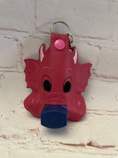 Pink Dragon Asthma Inhaler Case, Keyring, Childrens Gift, Useful Gift, Vegan, Pink Dragon Holder - Image 4