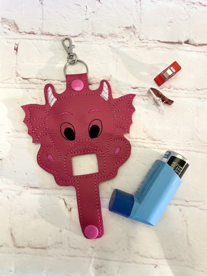 Pink Dragon Asthma Inhaler Case, Keyring, Childrens Gift, Useful Gift, Vegan, Pink Dragon Holder - Image 6