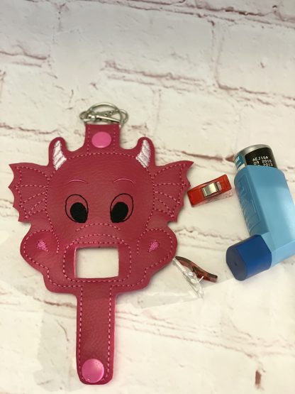 Pink Dragon Asthma Inhaler Case, Keyring, Childrens Gift, Useful Gift, Vegan, Pink Dragon Holder - Image 7