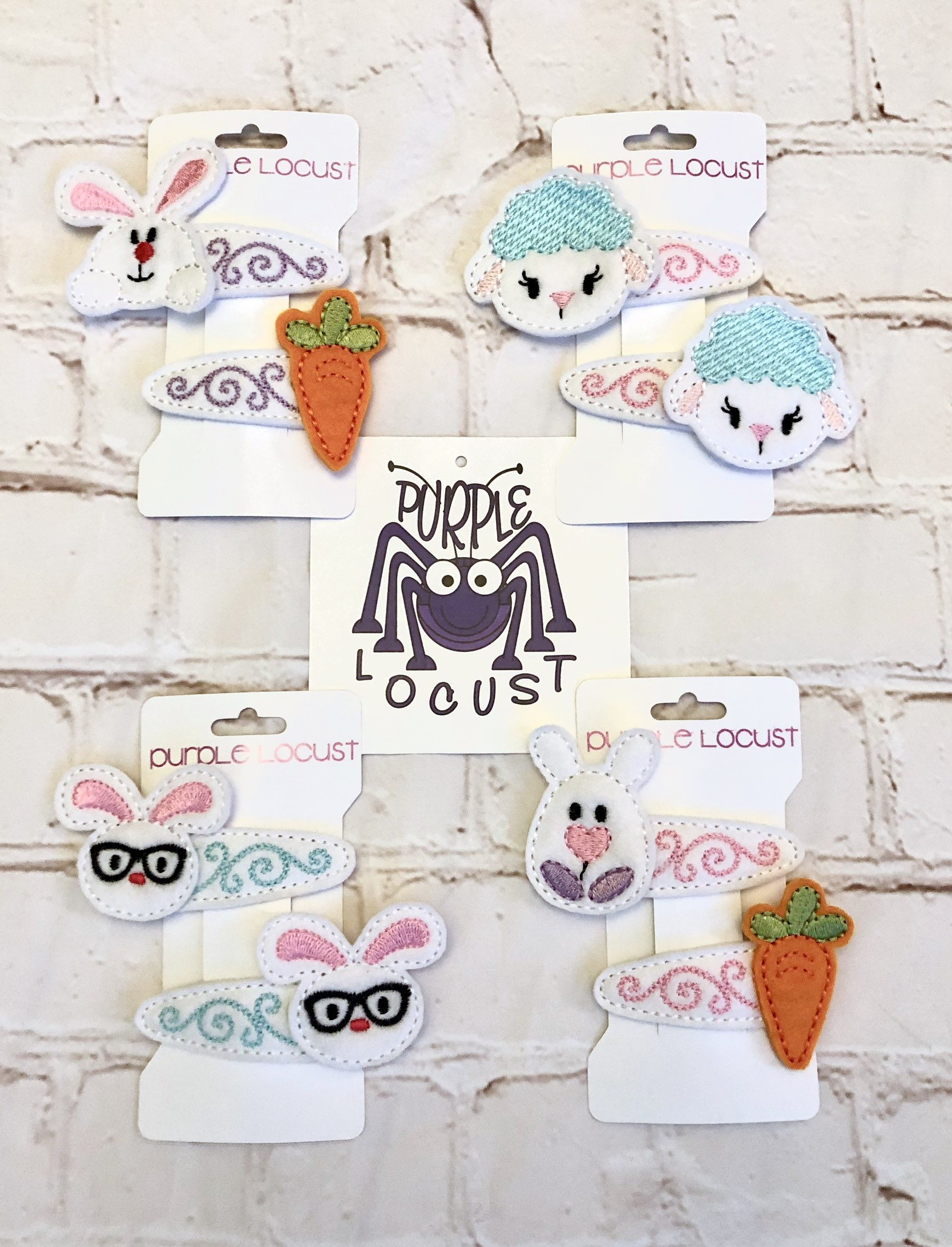 Easter Bunny Felt Hair Clips, Glasses, Nerdy, White, Girls, Adult, Children - Image 3